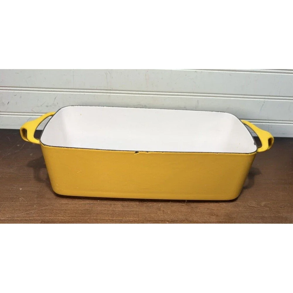 Vintage MCM Dansk Kobenstyle France Yellow Enamelware Baking Pan
